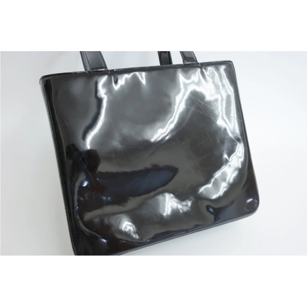 Chanel Authentic Black Enamel Tote Shoulder Bag - Picture 8 of 13